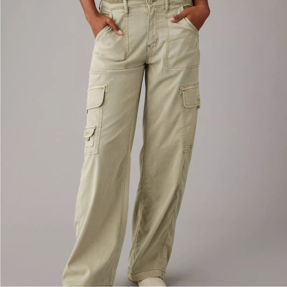 AE Dreamy Drape Stretch Cargo Pants – Green – Size 2